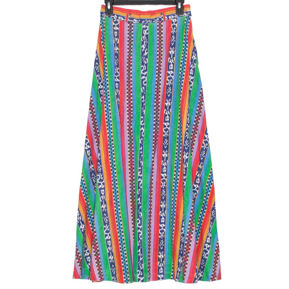 Vintage Skirt Boho Festival Cottagecore Western Cowgirl Maxi Stripe Colorful 12